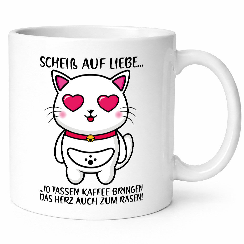 Scheiß auf Liebe | Katze mit Herzen Kaffee Kaffeetrinker Geschenkidee