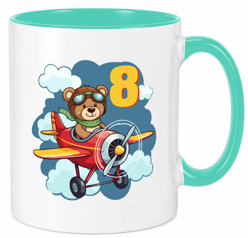 8. Geburtstag | 8 Jahre Kinder Pilot Flugzeug lustig Geschenkidee Geschenk Tasse