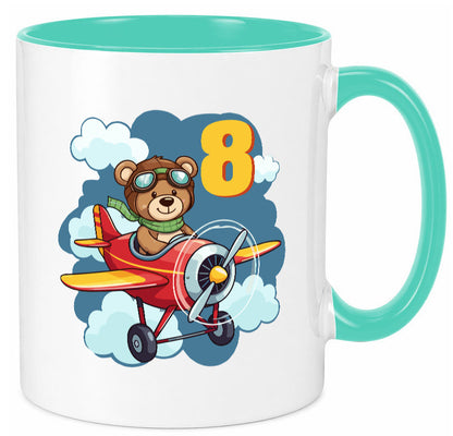 8. Geburtstag | 8 Jahre Kinder Pilot Flugzeug lustig Geschenkidee Geschenk Tasse