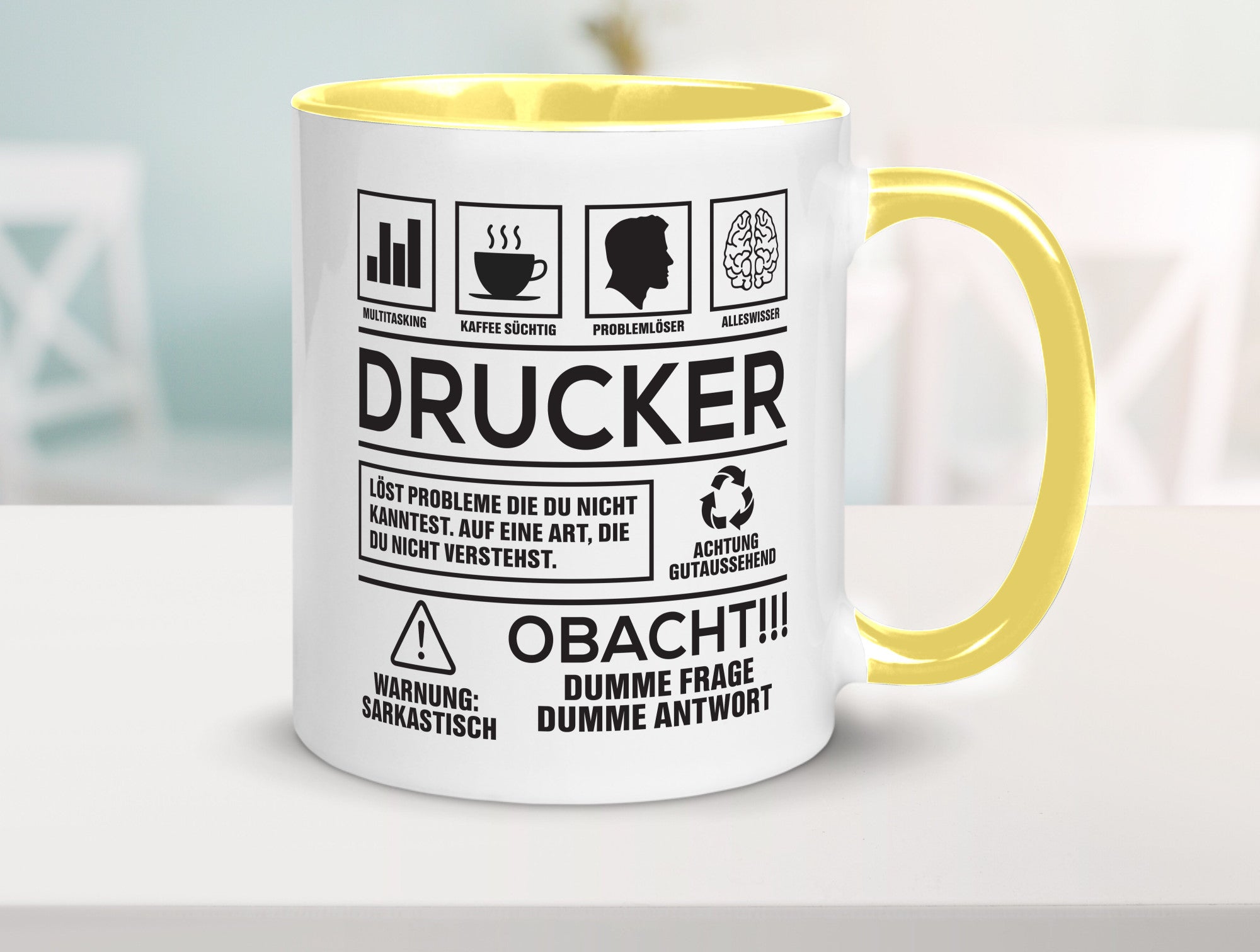 Achtung Probleme Drucker | Druckerei Print Medien Humor Geschenkidee Tasse