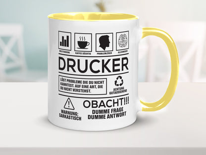 Achtung Probleme Drucker | Druckerei Print Medien Humor Geschenkidee Tasse