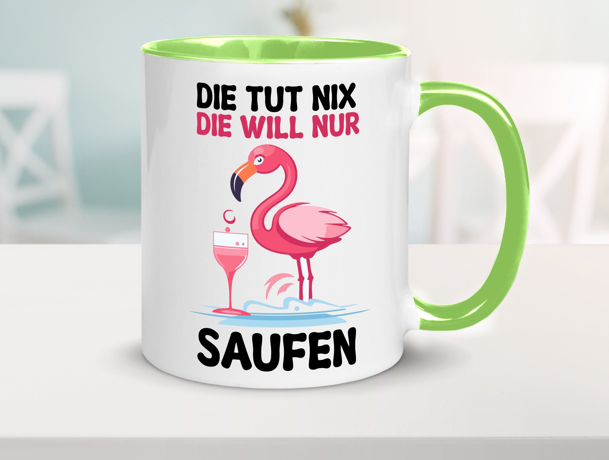 Die tut nix will nur Saufen | Flamingo Alkohol v2 Geschenk Humor Geschenkidee