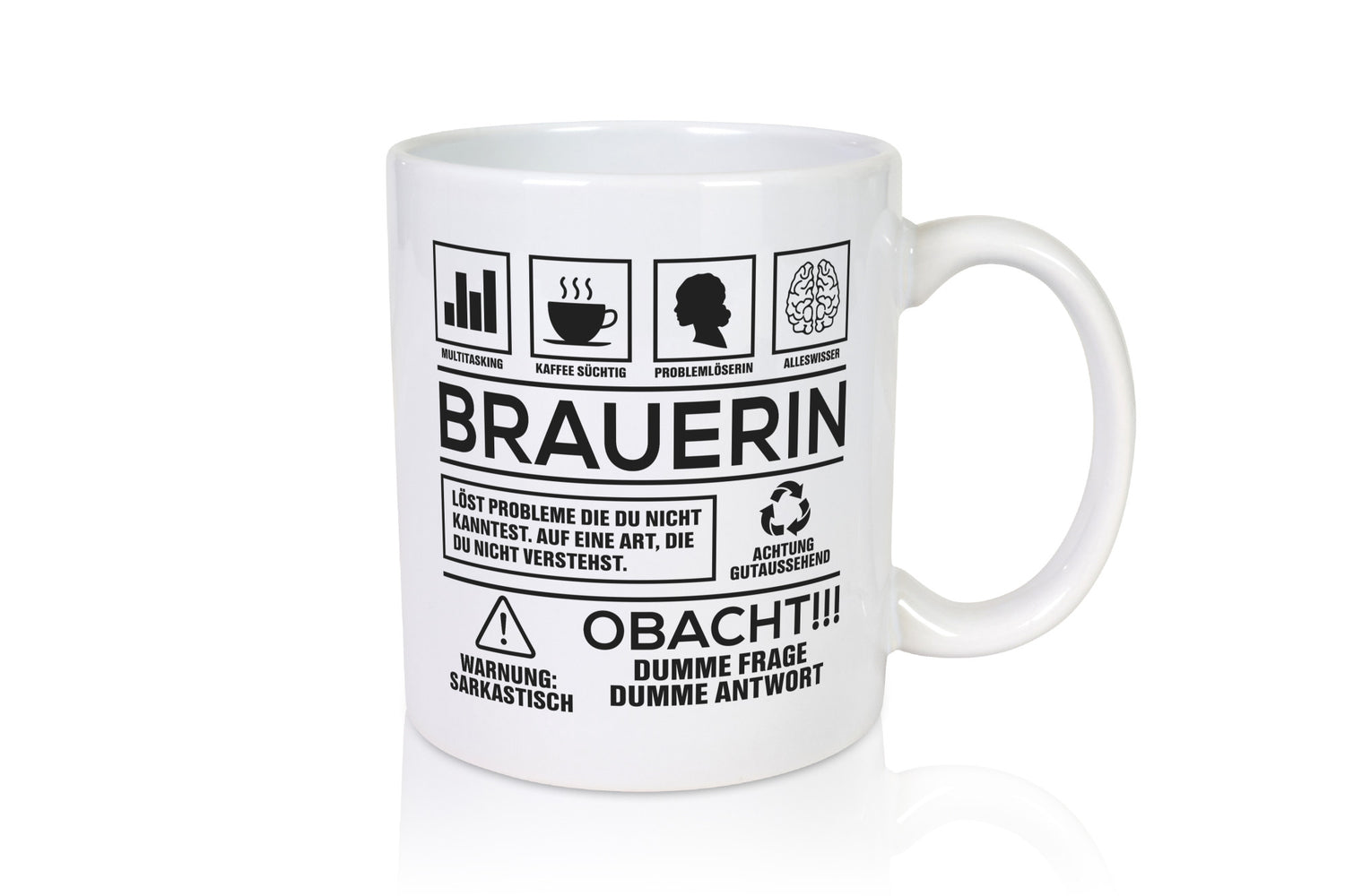 Achtung Probleme Brauerin | Bier Brauerei Geschenkidee Humor Tasse