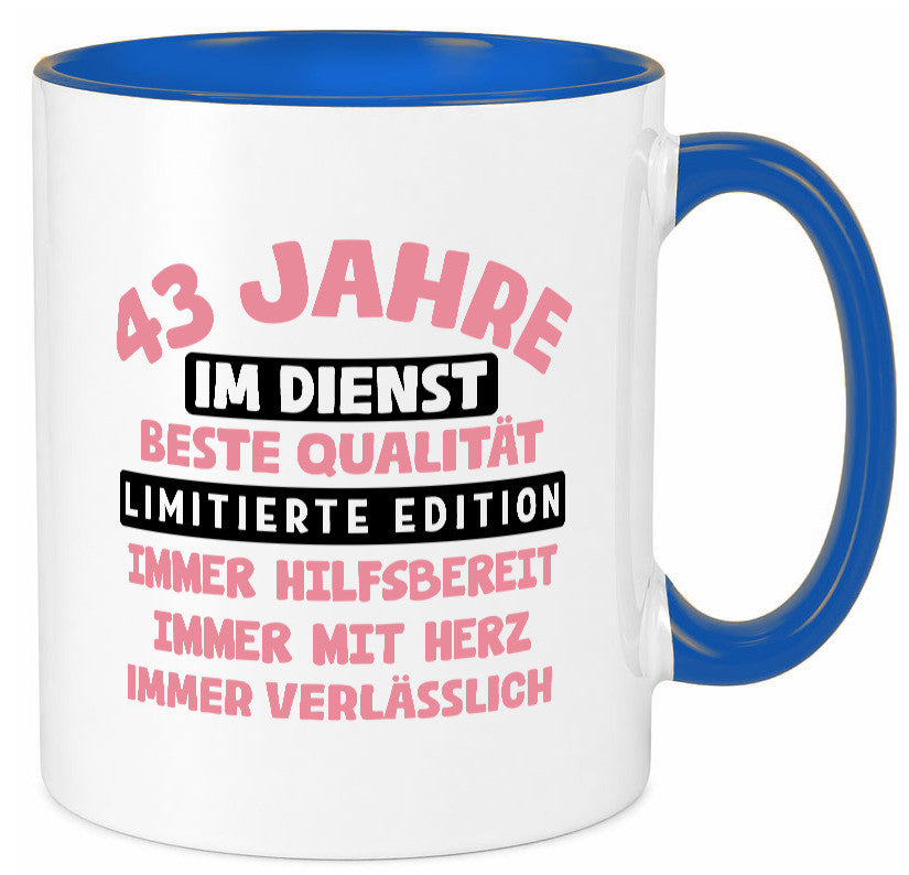 43 Jahre im Dienst | Jubiläum Arbeit v11 Humor Kollegen Büro Geschenkidee Tasse