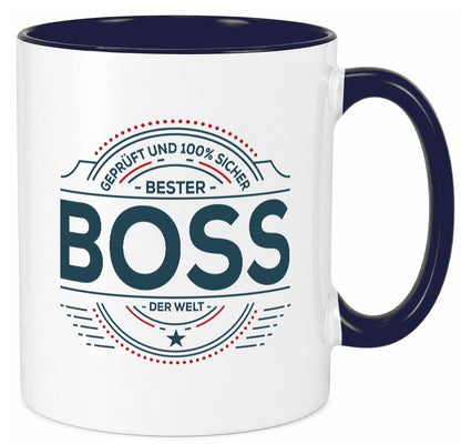 Geprüft und sicher: Boss | Führungskraft Vorgesetzter lustiger Spruch Geschenk Tasse