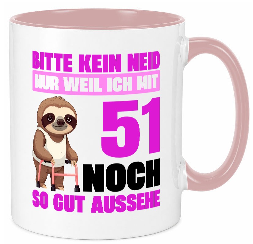 51. Geburtstag | Bitte kein neid Faultier 51 Jahre lustig Geschenkidee Geschenk Tasse