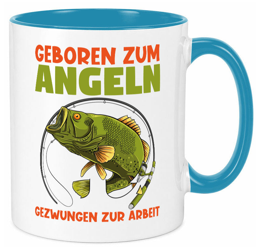 Geboren zum Angeln | Angler Tasse Fischer Spruch Humor Geschenkidee