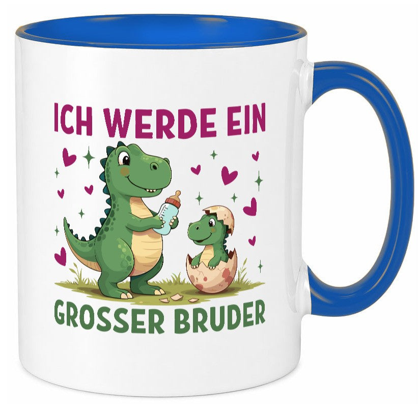 Ich werde ein Großer Bruder | Dino Dinosaurier lustiger Spruch Geschenk Humor Tasse