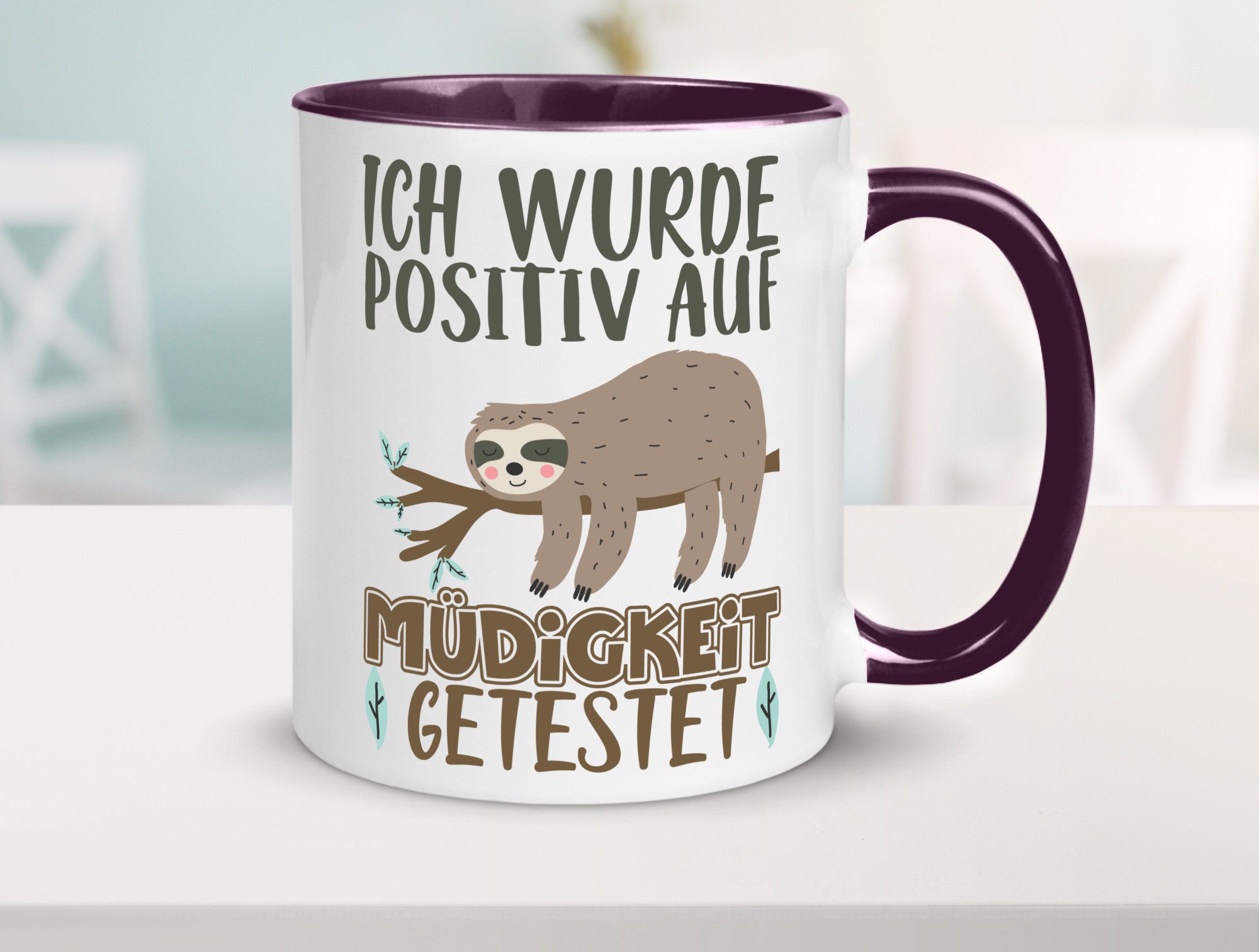Positiv auf Müde getestet lustiger Spruch Geschenk Humor Geschenkidee Tasse