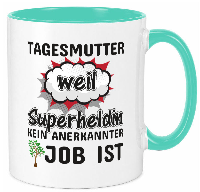 Tagesmutter Superheldin | Beruf Tasse Kinderzeichnung Geschenkidee Familie Humor