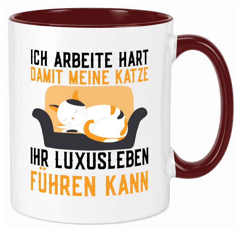 Ich arbeite hart | Luxusleben Humor Katzenliebhaber Geschenkidee Arbeit Tasse