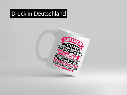Lehrer Spickzettel | Beruf Tasse lustiger Spruch vl8 Geschenkidee Arbeit