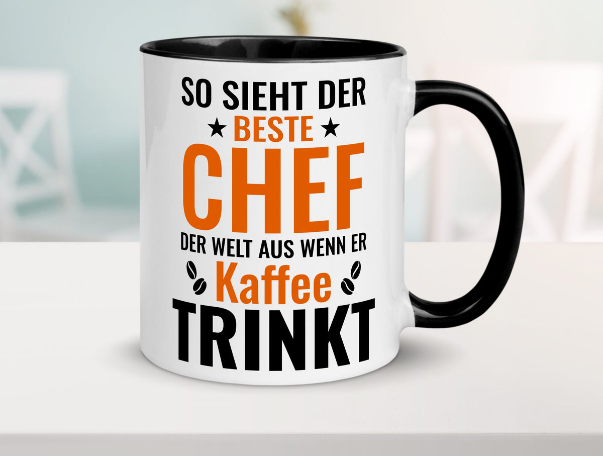 Kaffee trinkt: Chef | Führungskraft Vorgesetzter Humor Arbeit Kollegen Büro Tasse