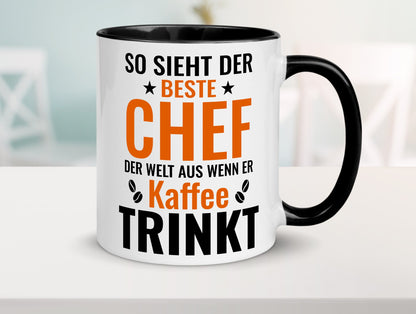 Kaffee trinkt: Chef | Führungskraft Vorgesetzter Humor Arbeit Kollegen Büro Tasse