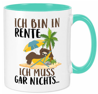 Ich bin in Rente | Faultier Rentner Ruhestand Geschenk Jubiläum lustiger Spruch Tasse