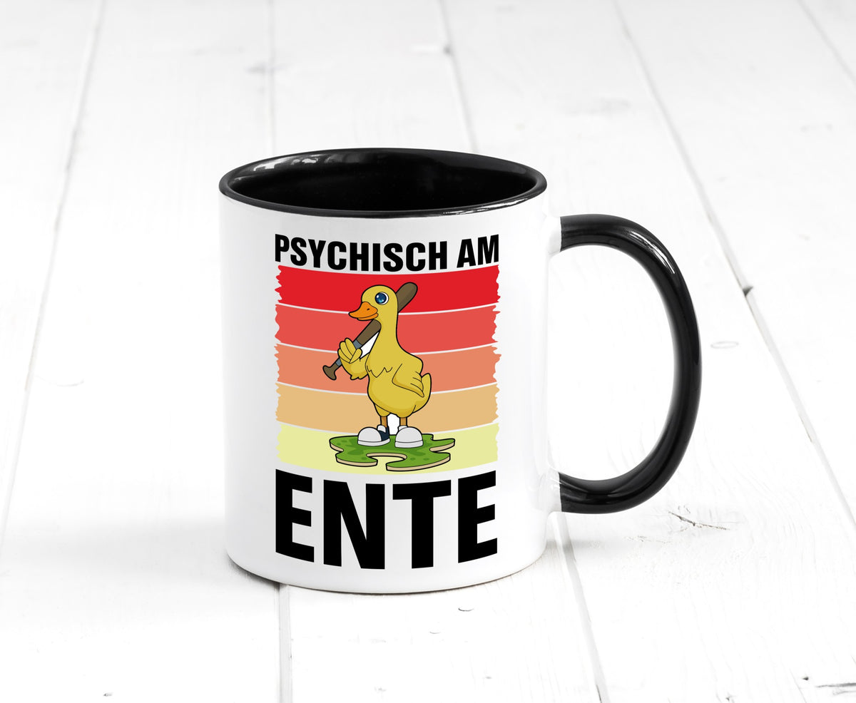 Psychisch am Ente | mit Baseball schläger Sunset v2 lustig Humor Geschenkidee Tasse