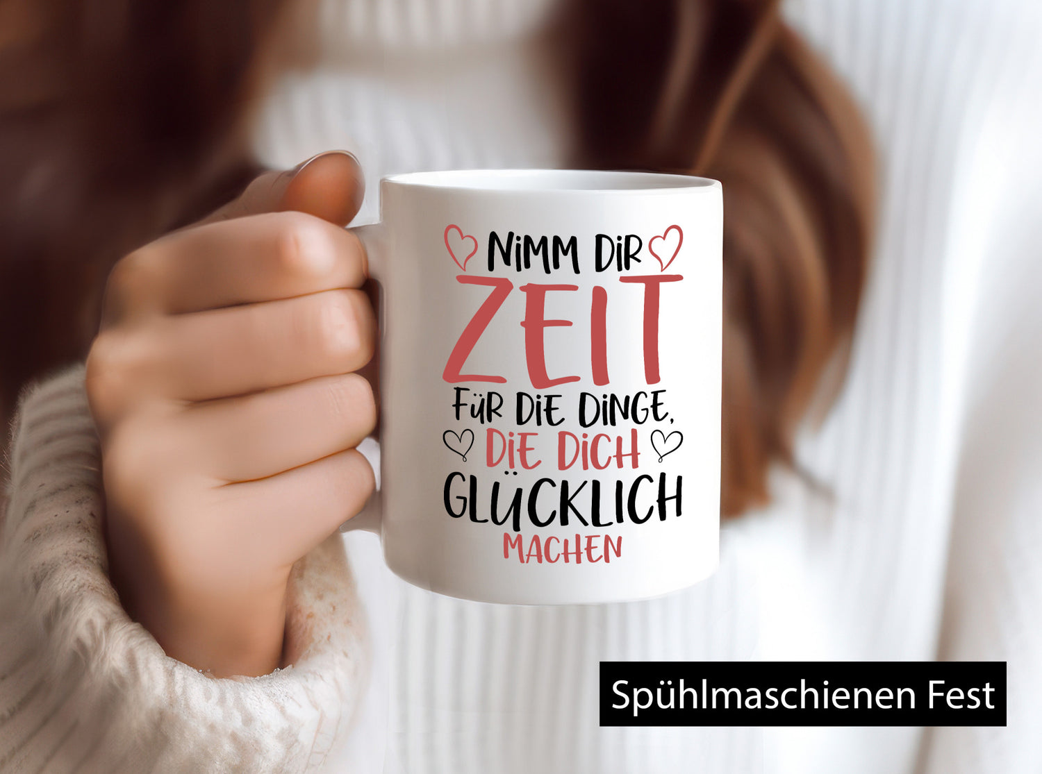 Zeit für Dinge | Glück Lebensfreude lieber Spruch Herz Humor Geschenkidee Tasse