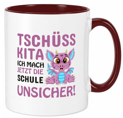 Tschüss Kita | Einschulung süßer Drachen Schulstart lustiger Spruch Geschenk Tasse