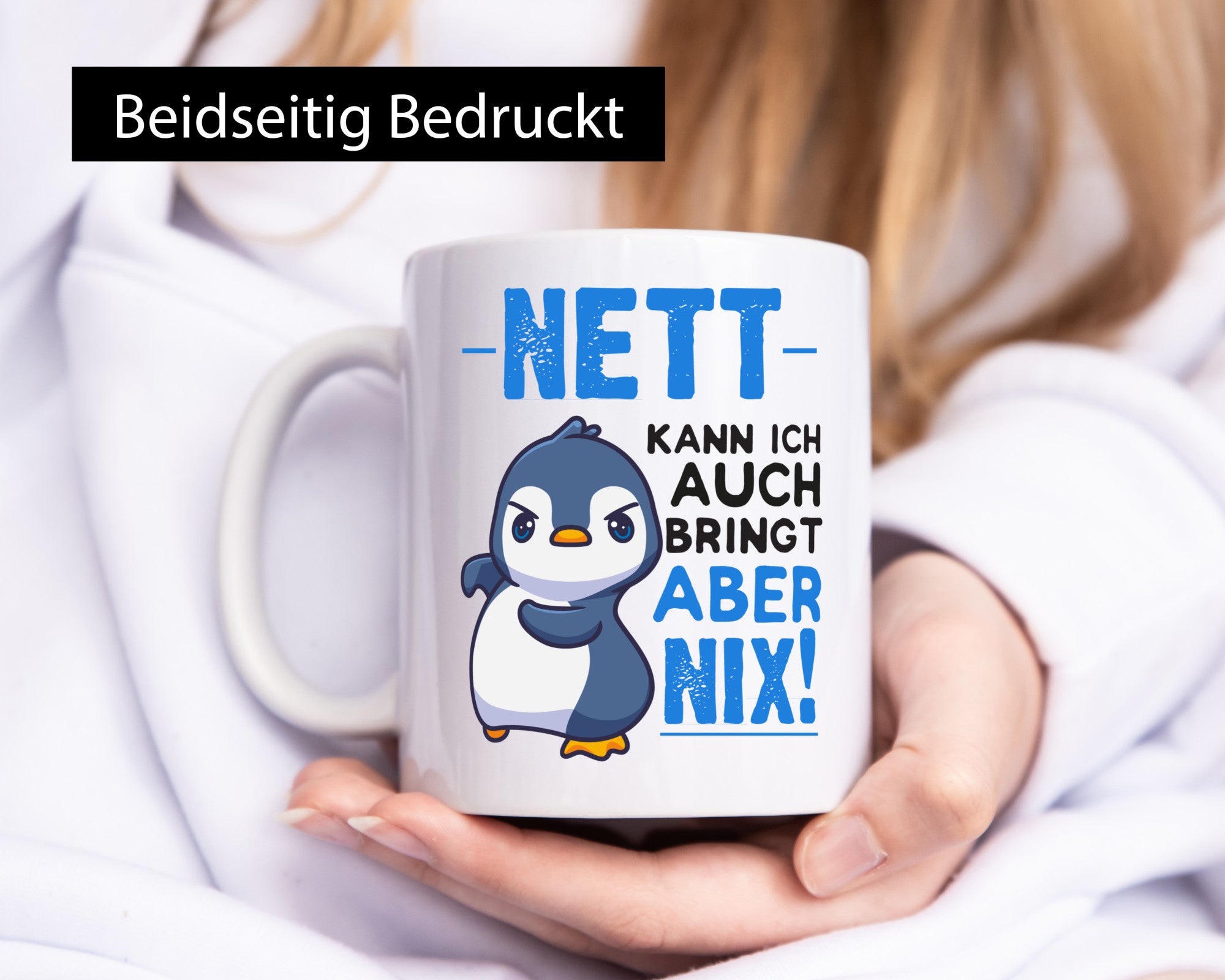 Nett kann ich auch | lustige Spruchtasse Pinguin Geschenk Humor Geschenkidee