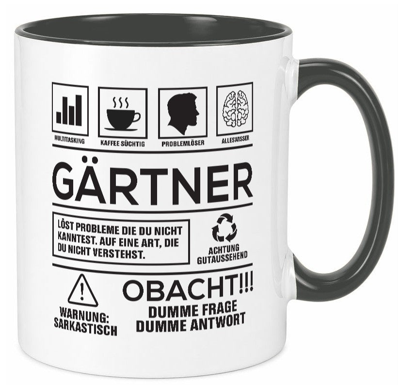 Achtung Probleme Gärtner | Gartenbau Geschenkidee Humor Tasse