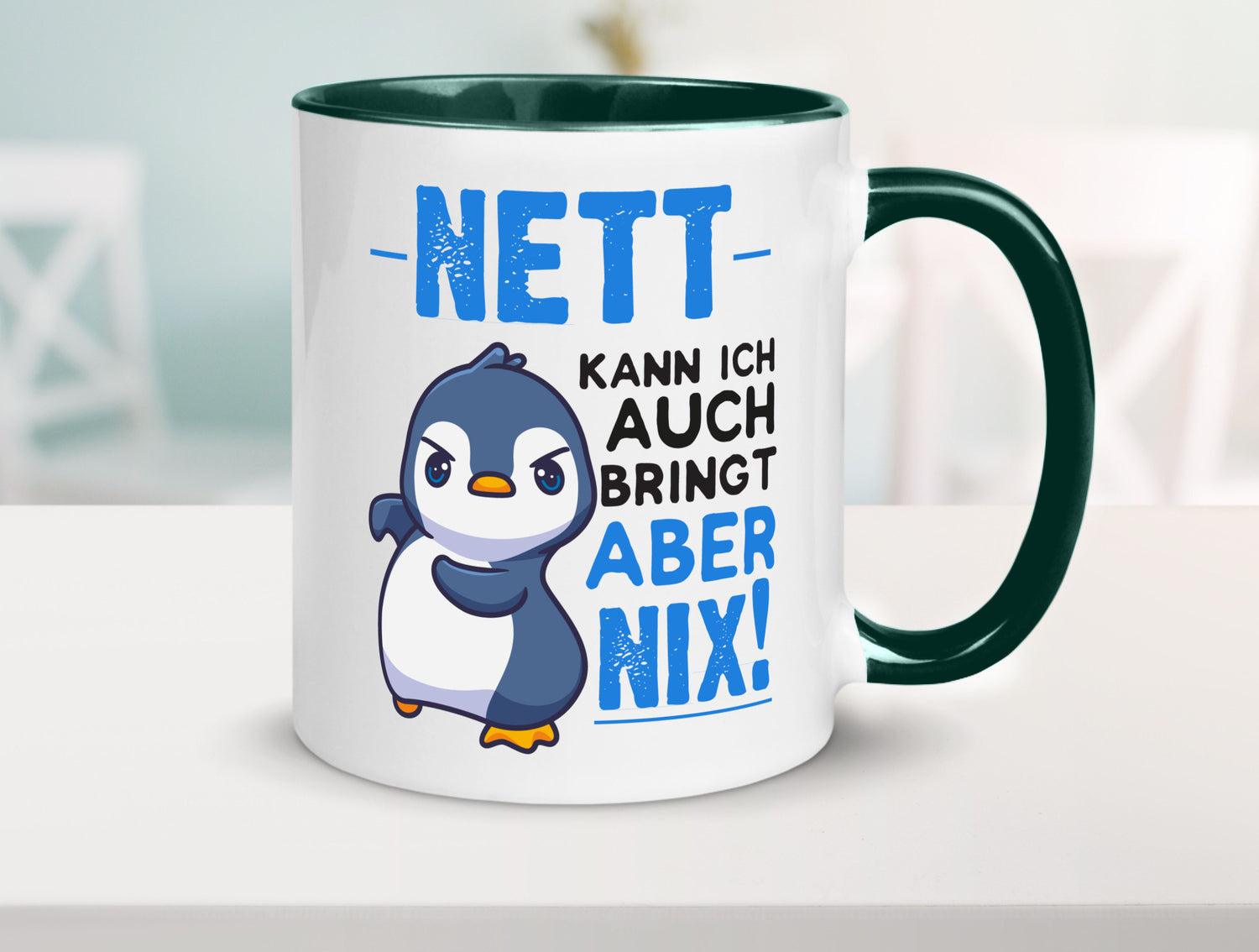Nett kann ich auch | lustige Spruchtasse Pinguin Geschenk Humor Geschenkidee