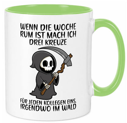Wenn die Woche rum ist | Sensenmann Kollegen Büro Job lustiger Spruch Geschenk Tasse
