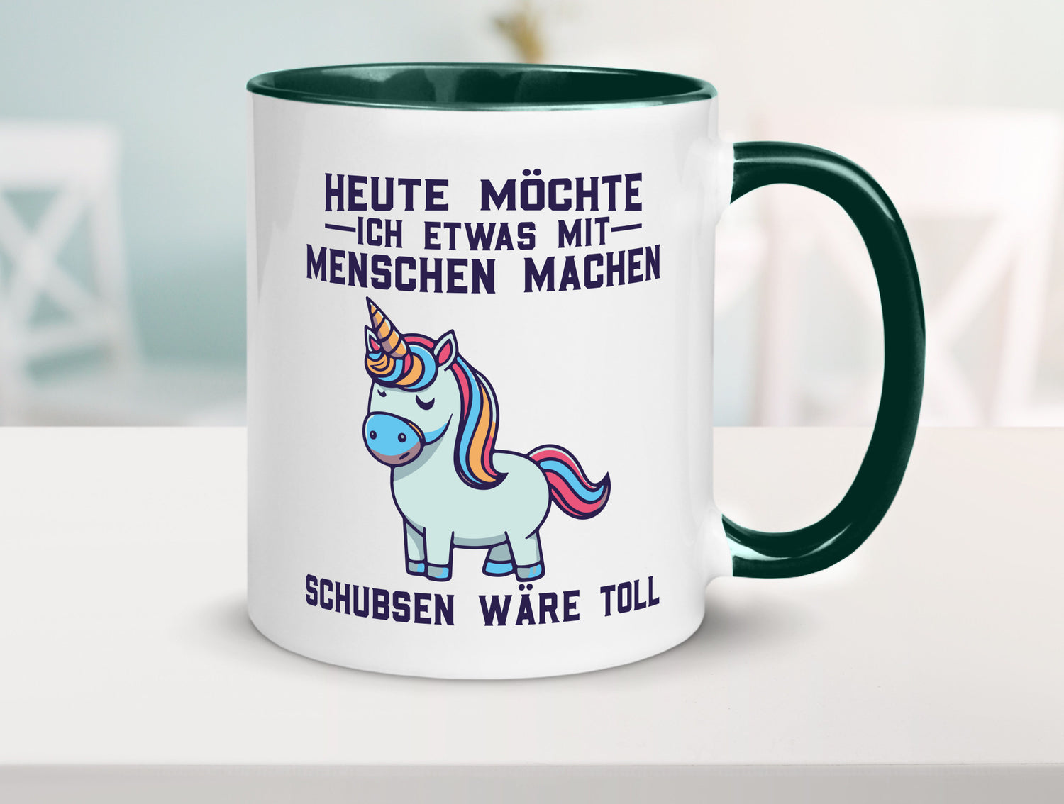 Heute möchte ich Menschen schubsen | Einhorn v2 Geschenk Humor Geschenkidee