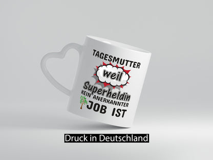 Tagesmutter Superheldin | Beruf Tasse Kinderzeichnung Geschenkidee Familie Humor