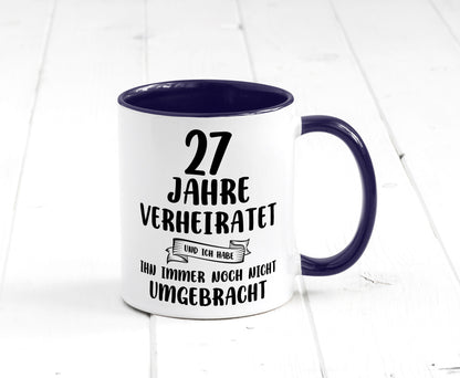 27 Jahre Verheiratet, immer noch am Leben! Geschenkidee Humor Tasse