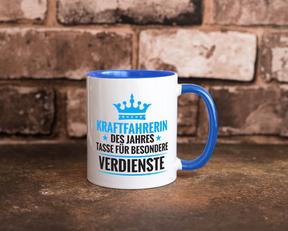Besonderer Verdienst: Kraftfahrerin | Lastwagen LKW Humor Geschenkidee Tasse