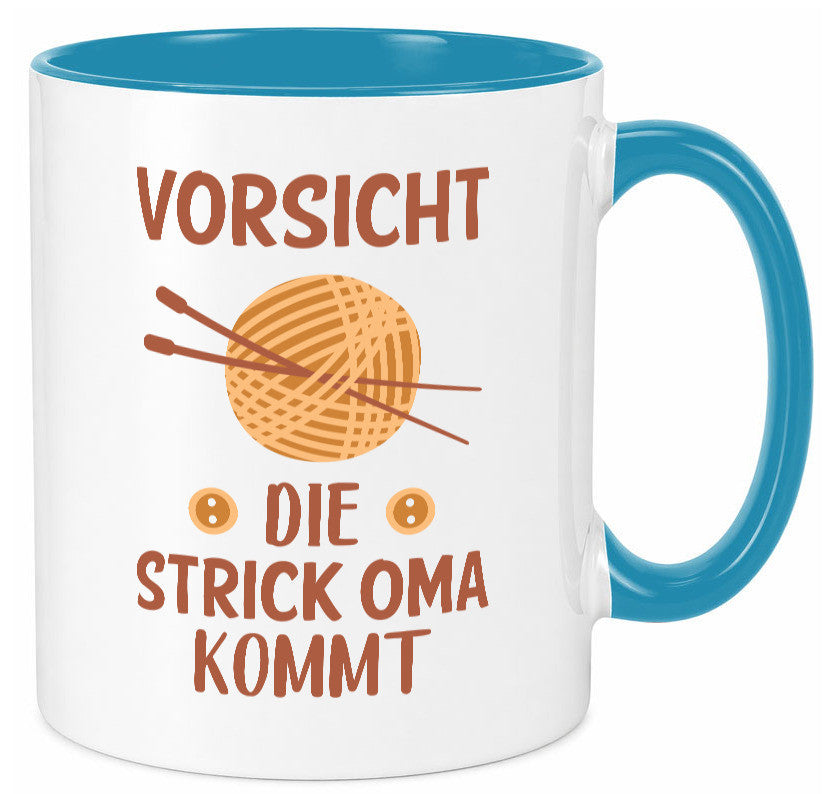 Vorsicht, Strickoma kommt | Wolle Stricknadeln Humor Familie Geschenkidee Tasse