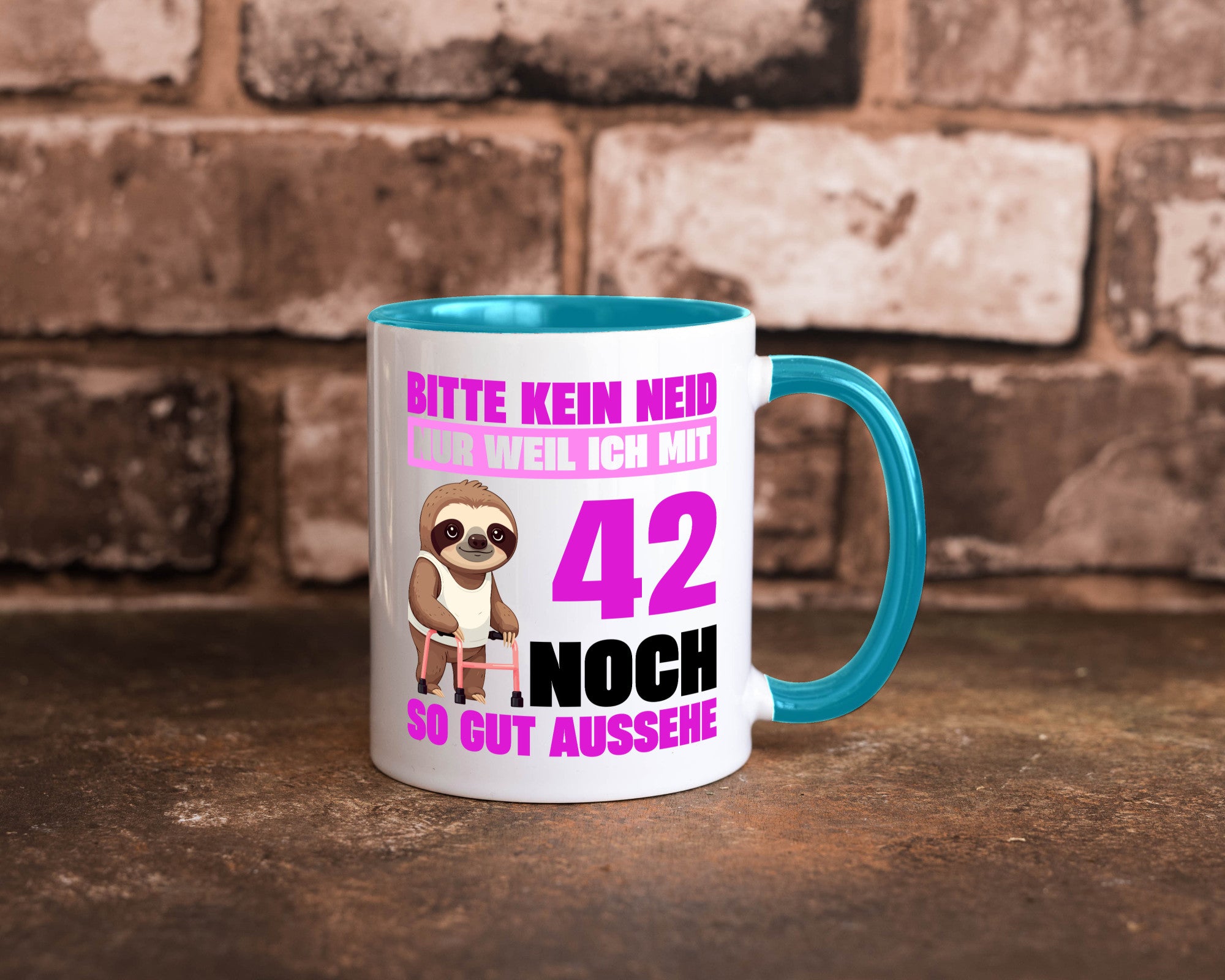 42. Geburtstag | Bitte kein neid Faultier 42 Jahre Geschenkidee Humor Tasse