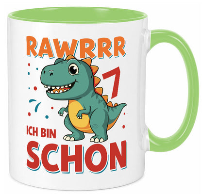 7. Geburtstag | 7 Jahre Raw ich bin schon T-Rex Geschenk Geschenkidee lustiger Tasse