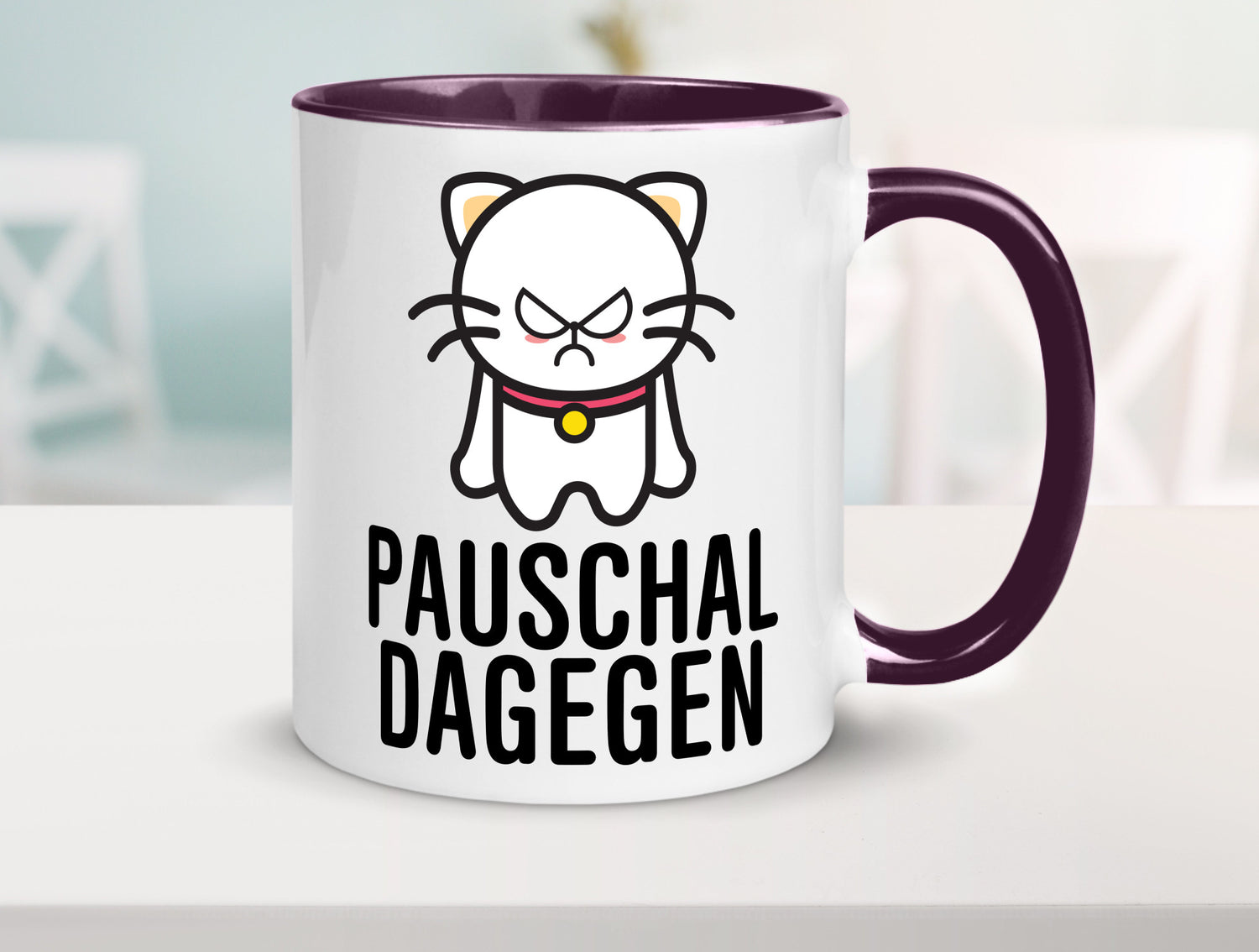 Pauschal dagegen | Katze Wut Geschenk Tierliebhaber Humor lustiger Spruch Tasse