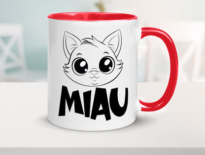 Miau | Katze Geschenkidee Tierliebhaber Humor Tasse