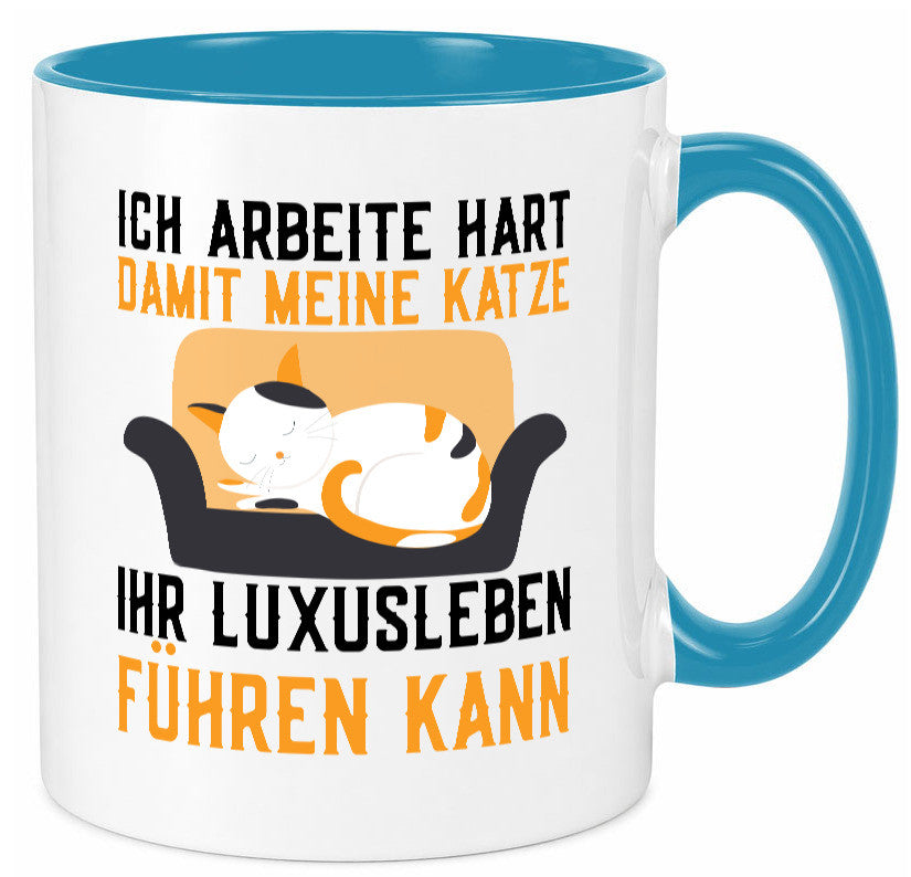 Ich arbeite hart | Luxusleben Humor Katzenliebhaber Geschenkidee Arbeit Tasse