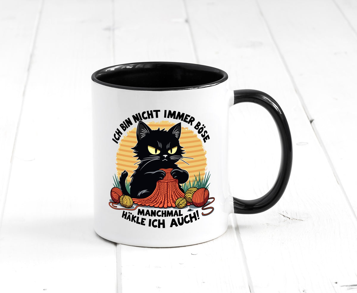 Manchmal Häkle ich auch | Schwarze Katze Häkeln lustig Tierliebhaber Humor Tasse