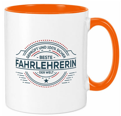 Geprüft und sicher: Fahrlehrerin| Fahrschule lustig Humor Geschenkidee Geschenk Tasse