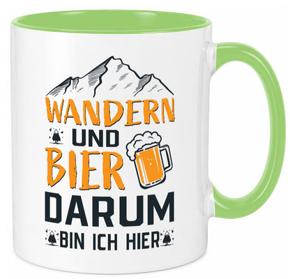 Wandern, Bier, darum hier | Berge Bierglas lustiger Spruch Geschenk Humor Tasse