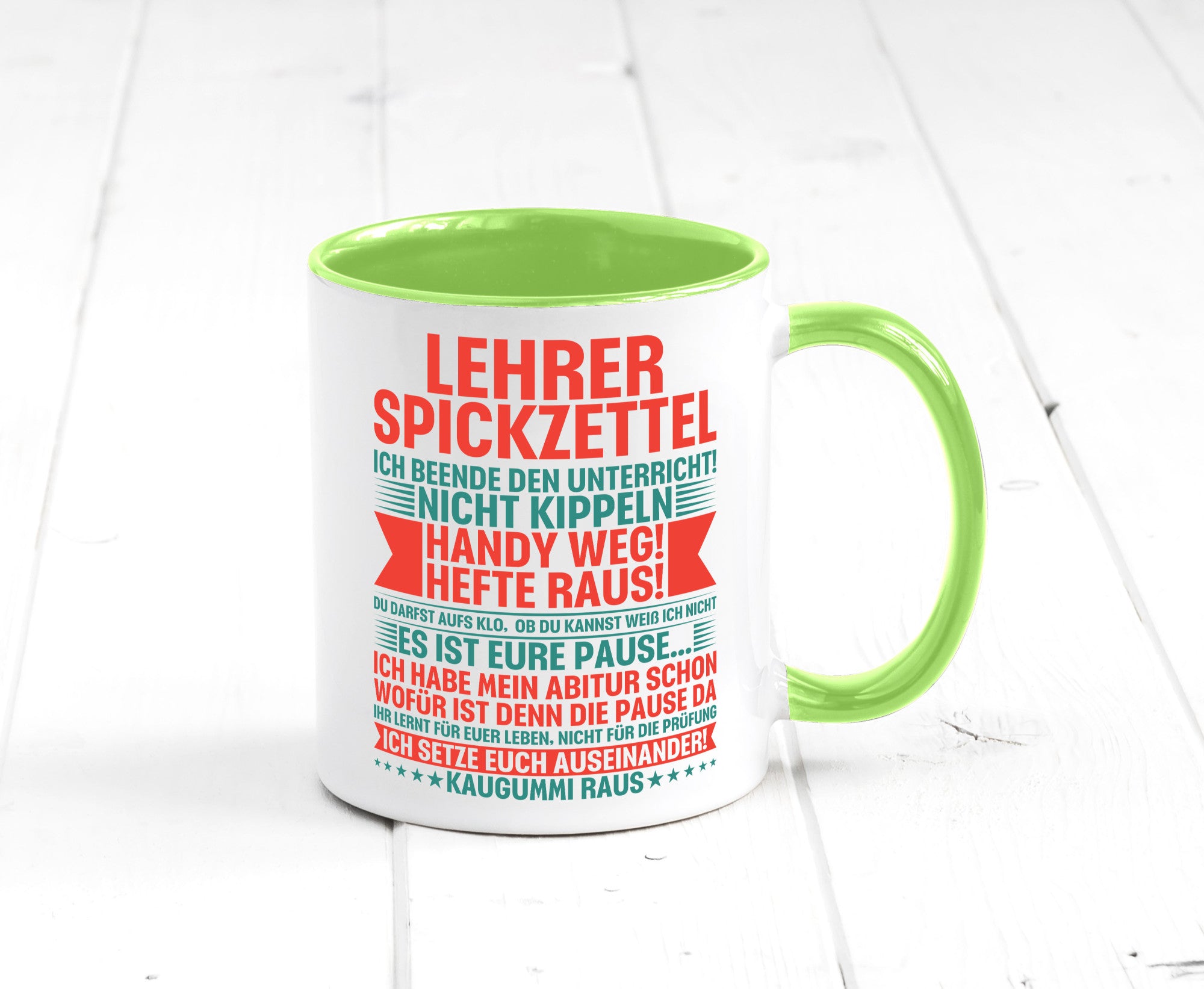 Lehrer Spickzettel | Beruf Tasse lustiger Spruch vl4 lustig Arbeit Kollegen