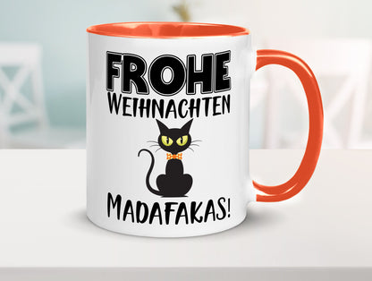 Frohe Weihnachten Madafakas! | Katze Tasse Vintage lustiger Spruch Geschenk