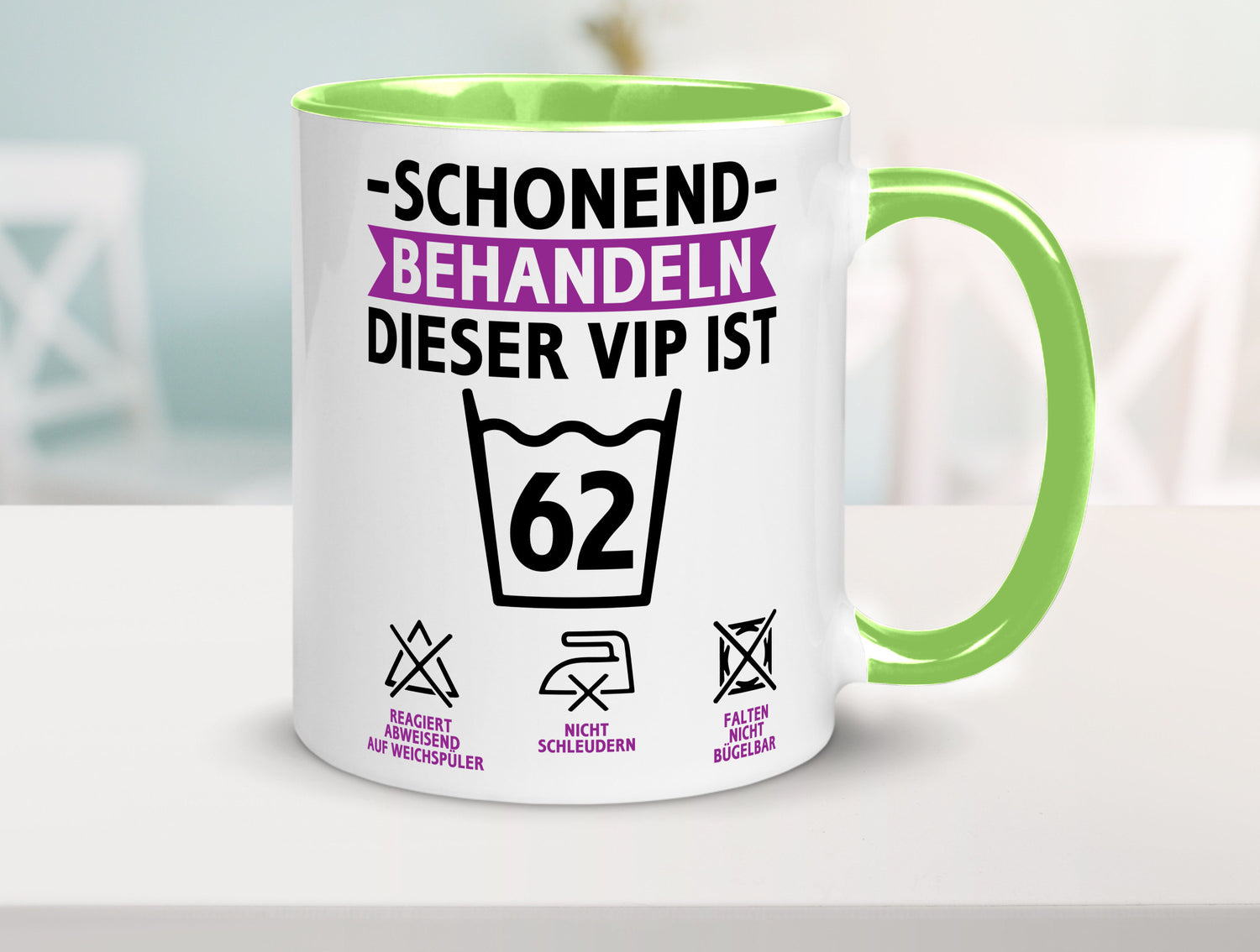62 Geburtstag | schonend behandeln Jahre v2 Humor Geschenkidee Tasse