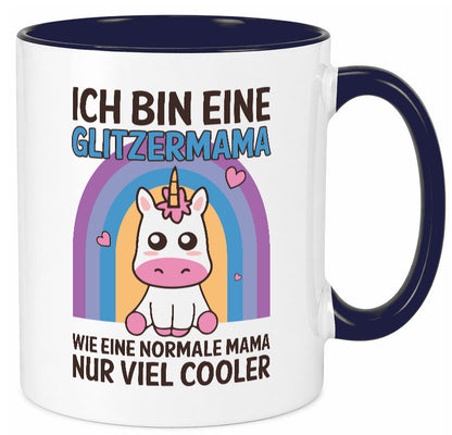 Glitzermama, wie normal, nur cooler | Einhorn Geschenkidee Familie Humor Tasse
