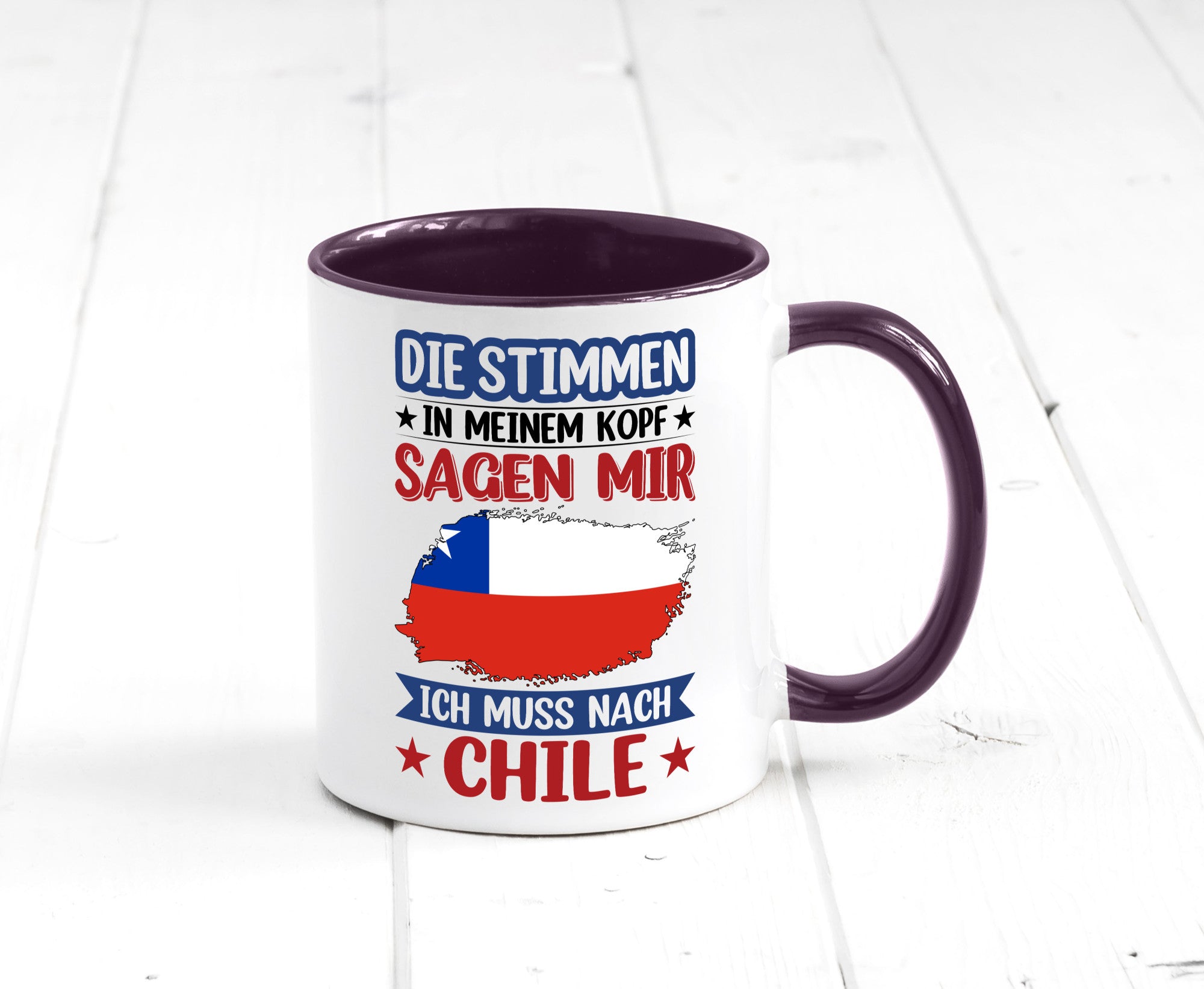 Chile | Urlaub Stimmen in meinem Kopf Traumland Geschenkidee Humor Tasse