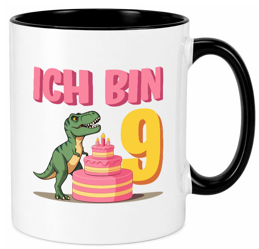 9 Geburtstag | Jahre Dinosaurier mit Kuchen Geschenk Geschenkidee lustiger Tasse