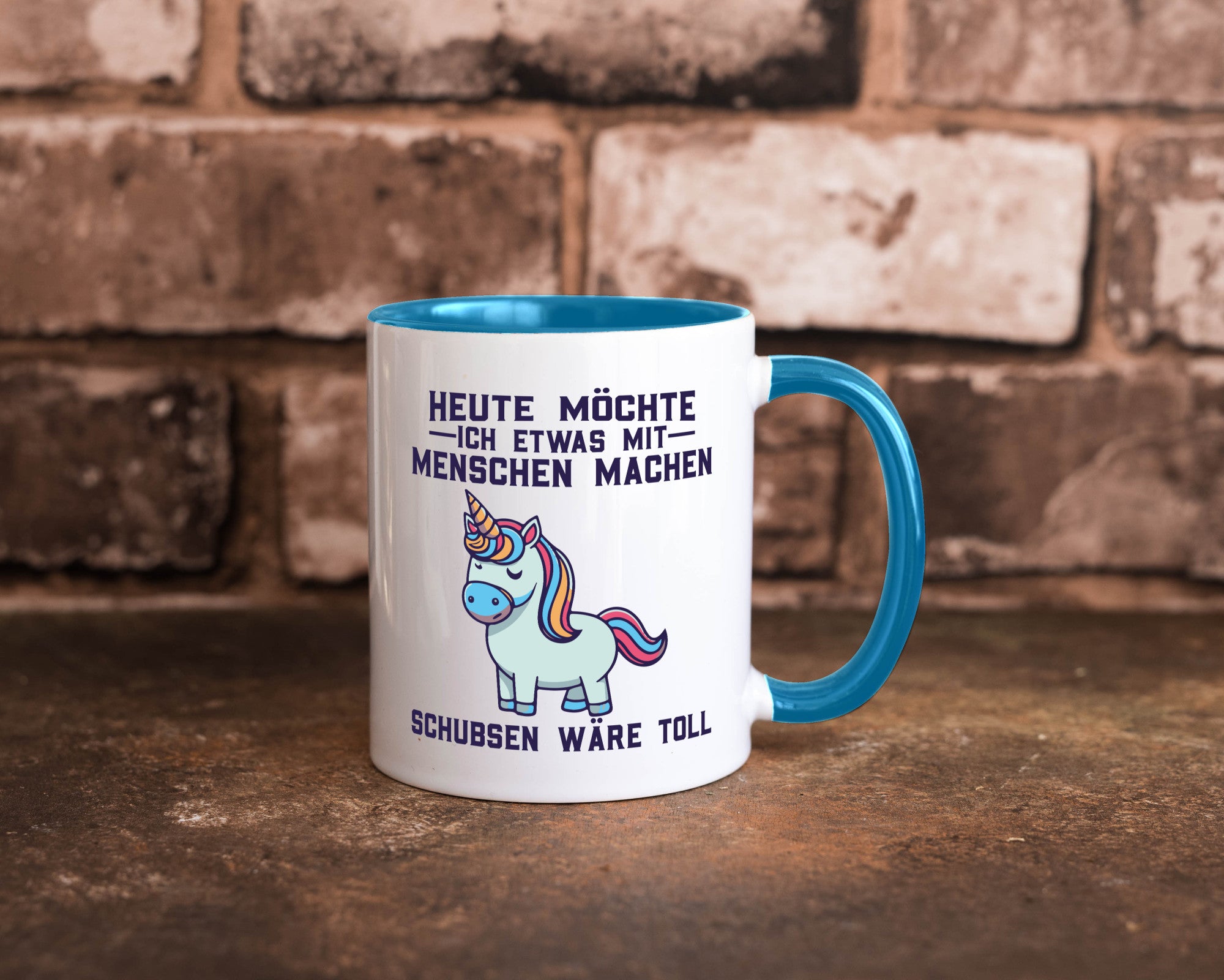 Heute möchte ich Menschen schubsen | Einhorn v2 Geschenk Humor Geschenkidee