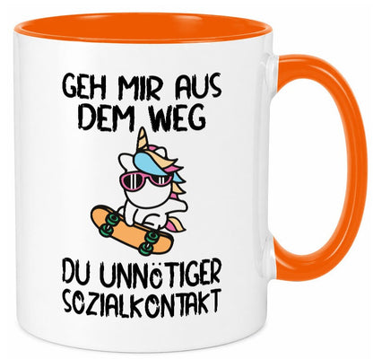 Aus dem Weg, Sozialkontakt | Einhorn Skateboard Geschenk Humor Geschenkidee Tasse