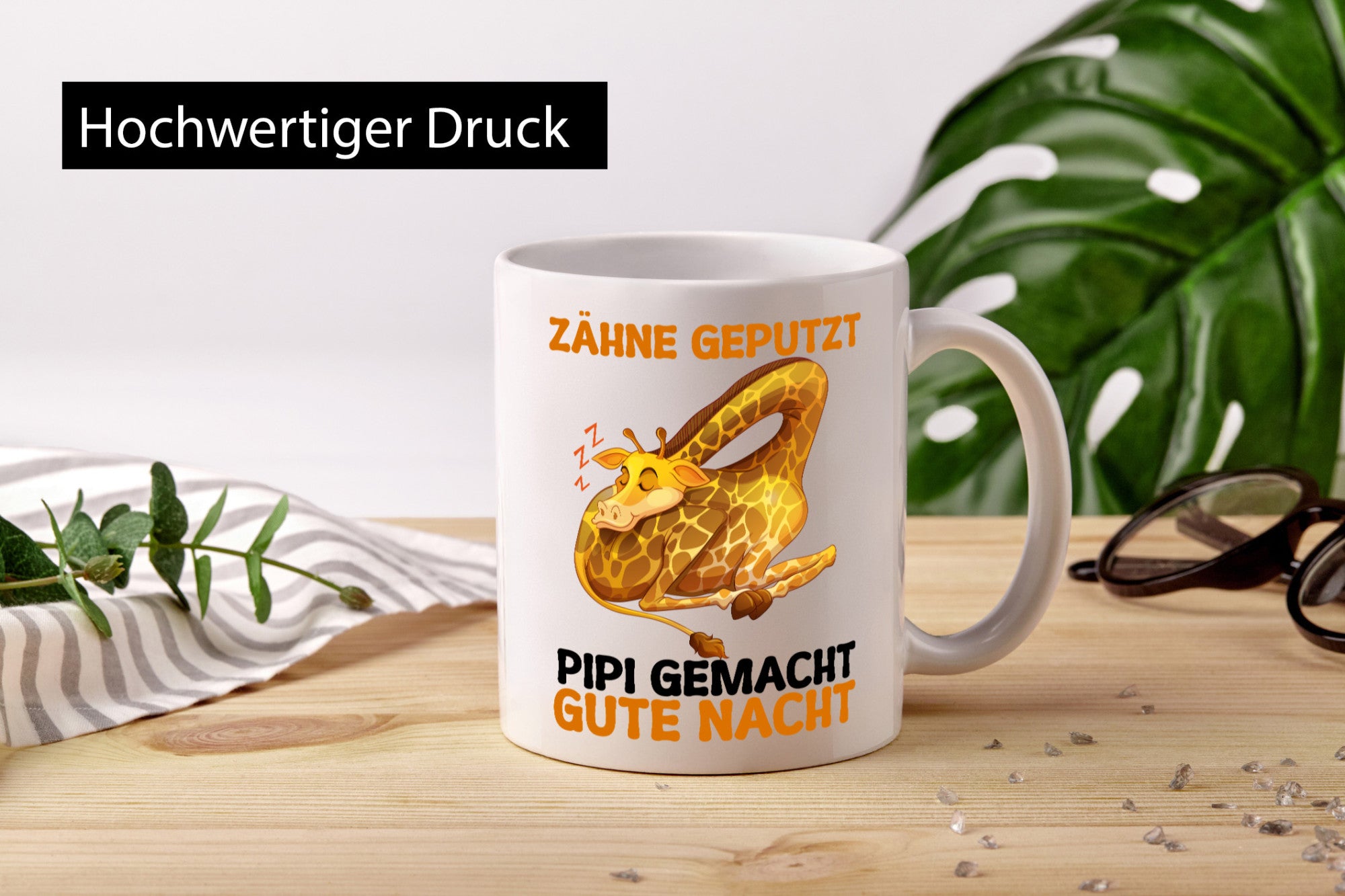 Zähne geputzt pipi gemacht Gute nacht | Giraffe Geschenkidee Humor Tasse