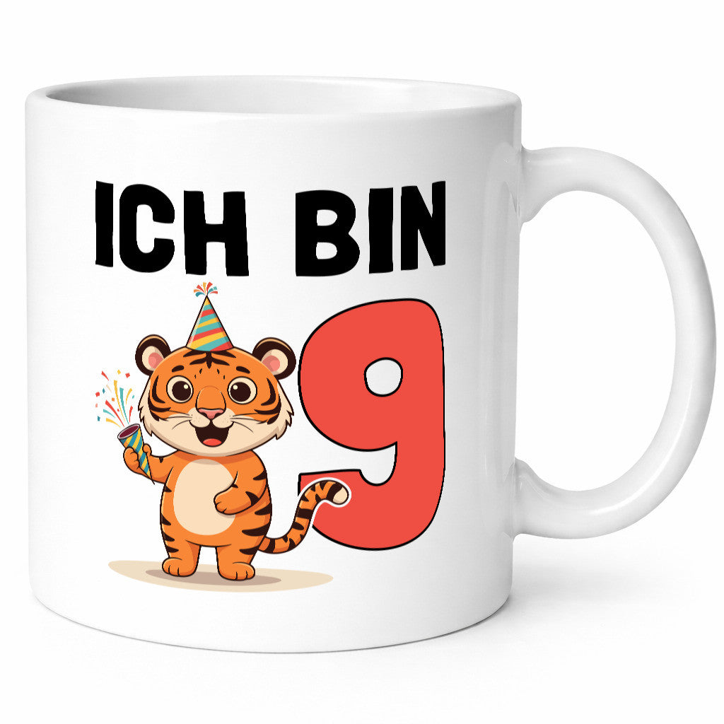 9. Geburtstag | 9 Jahre Tiger lustig Geschenkidee Geschenk Tasse