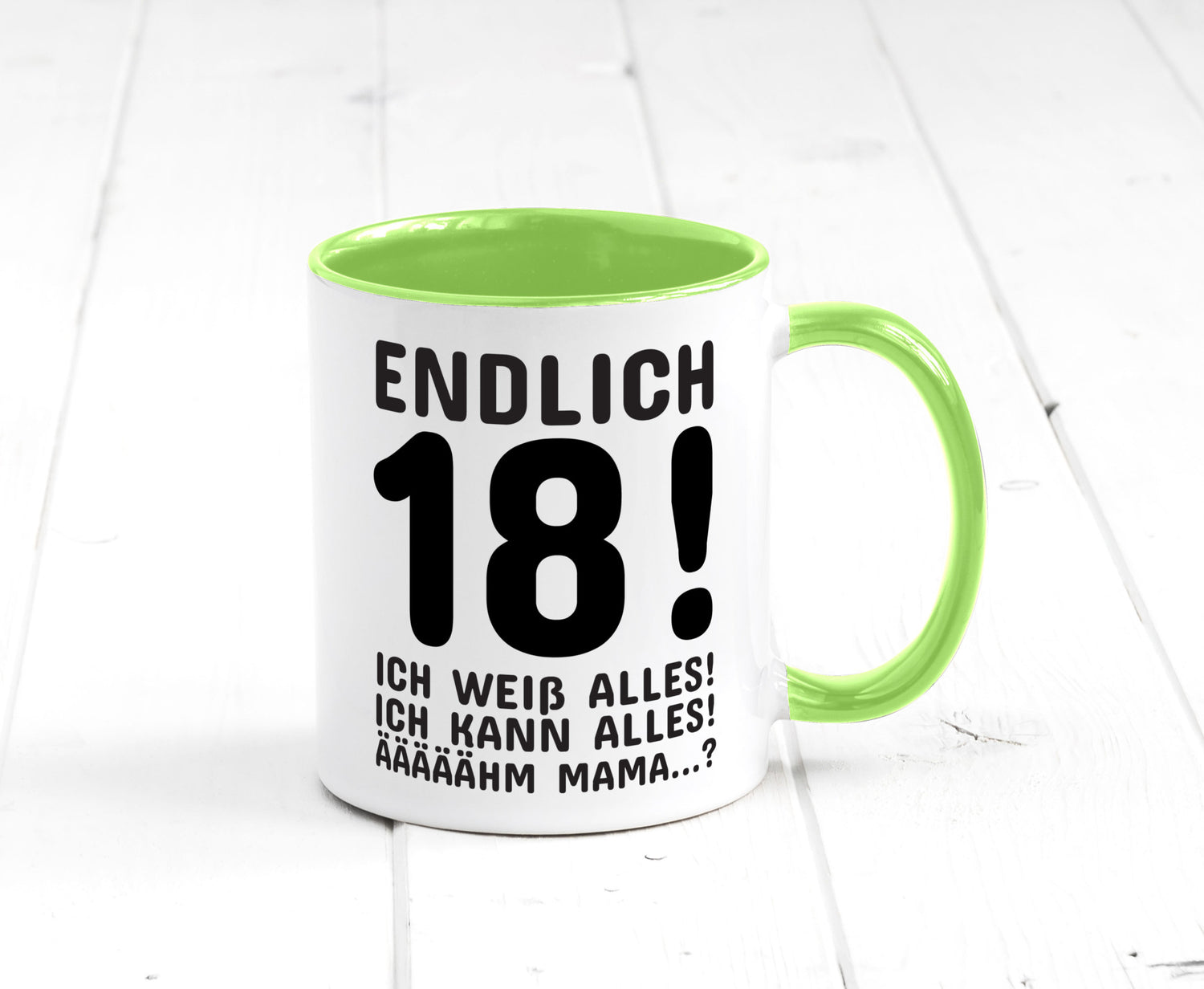 Endlich 18 | Geburtstag Tasse volljährig Erwachsen lustig Geschenkidee Geschenk